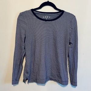 EUC Navy White Stripe LOFT Long Sleeve Medium Top